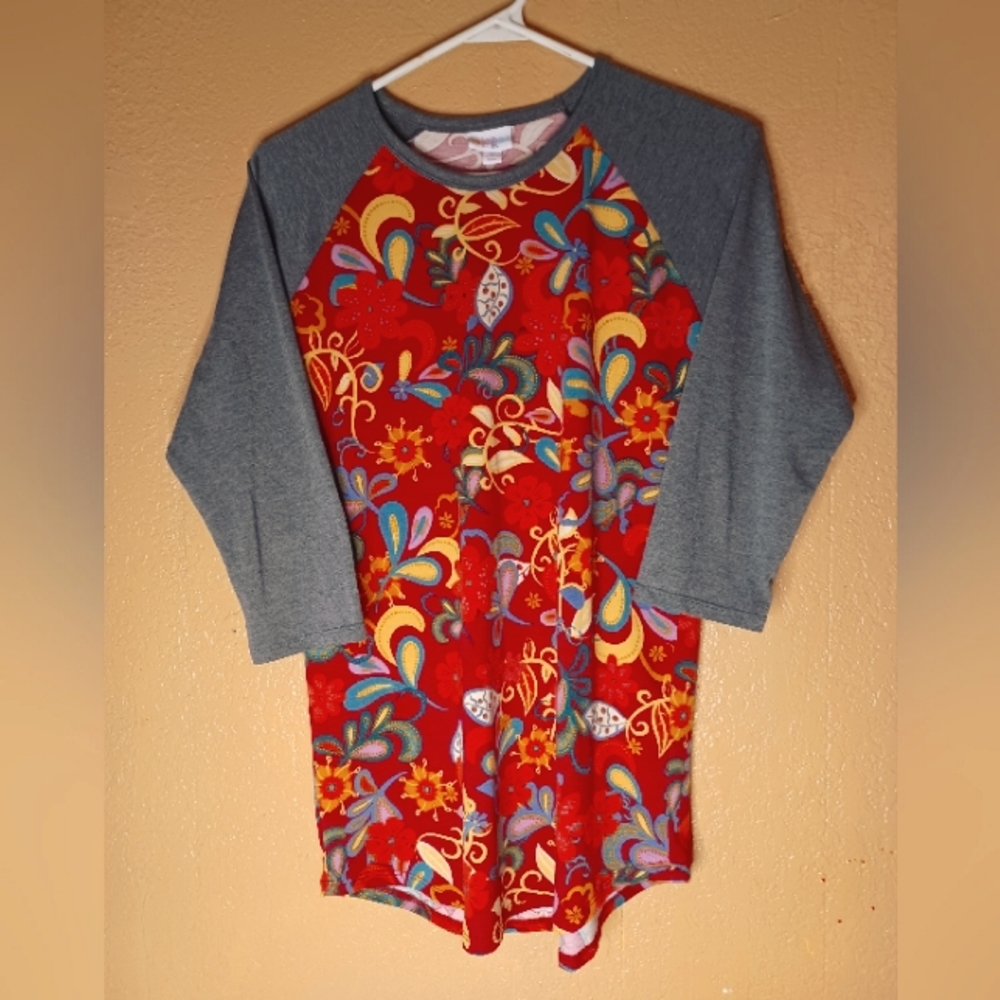 LULAROE FLORAL 3/4 SLEEVE  SHIRT ..SIZE M - WOMENS..C-0061